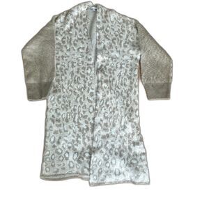 Topshop Leopard Animal Print Tan Cardigan Sweater Duster Open Front Size 12